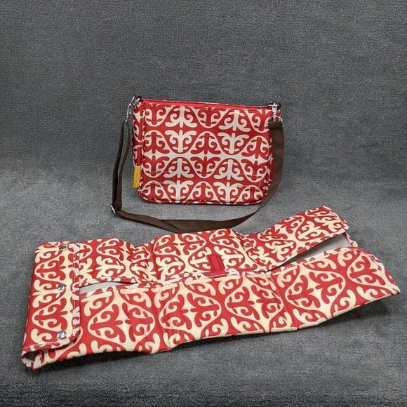 Infantino Savvy Bag Diaper Bag with Changing Pad Red Cream Printed - Picture 2 of 14